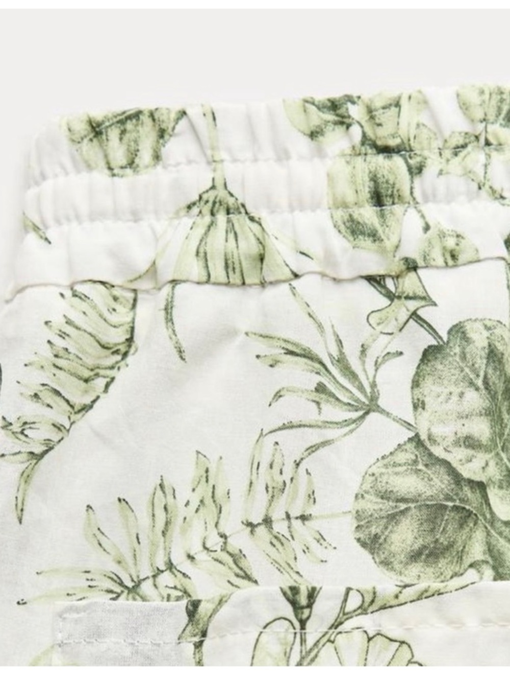 Zara Cream Wide-Leg Pants with Green Botanical Print - Picture 5 of 10